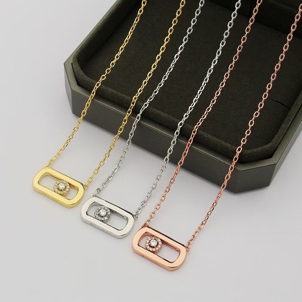 Messika My Move necklace Rose gold metal with white diamond accents 45cm