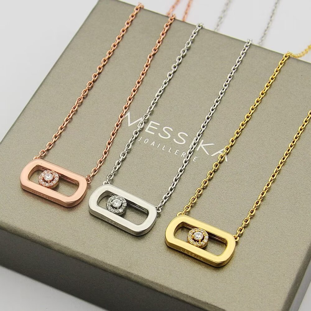 Messika My Move necklace Rose gold metal with white diamond accents 45cm