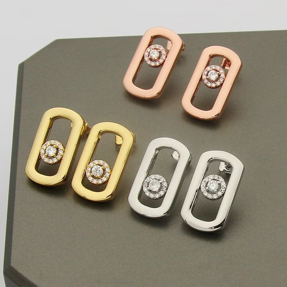 Messika So Move earrings 18k yellow gold with clear diamonds 1 5cm length