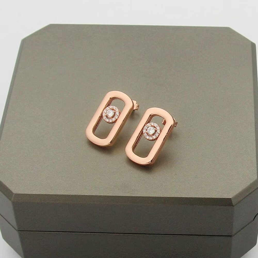 Messika So Move earrings 18k yellow gold with clear diamonds 1 5cm length