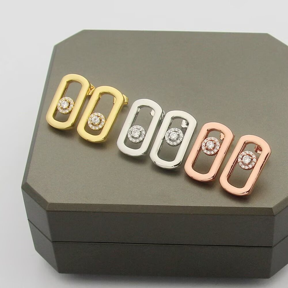 Messika So Move earrings 18k yellow gold with clear diamonds 1 5cm length