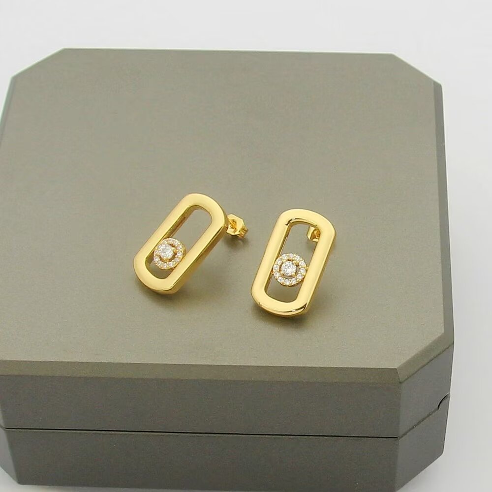 Messika So Move earrings 18k yellow gold with clear diamonds 1 5cm length
