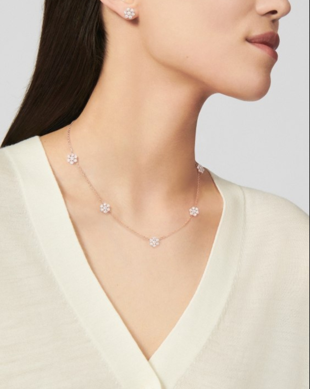 Van Cleef Arpels Fleurette necklace 18k rose gold diamond 42cm