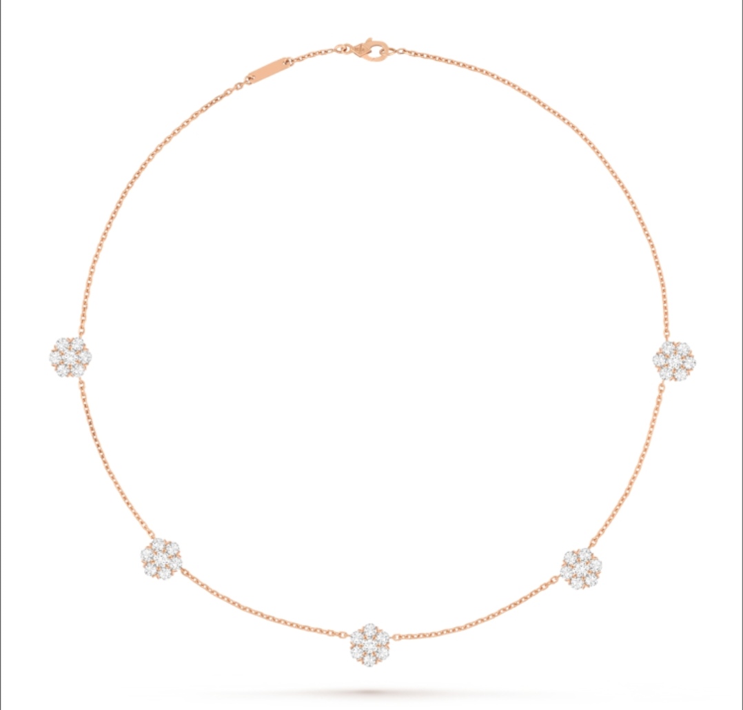 Van Cleef Arpels Fleurette necklace 18k rose gold diamond 42cm