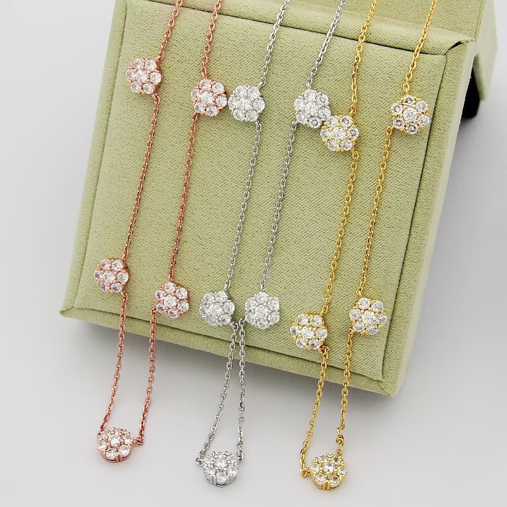 Van Cleef Arpels Fleurette necklace 18k rose gold diamond 42cm