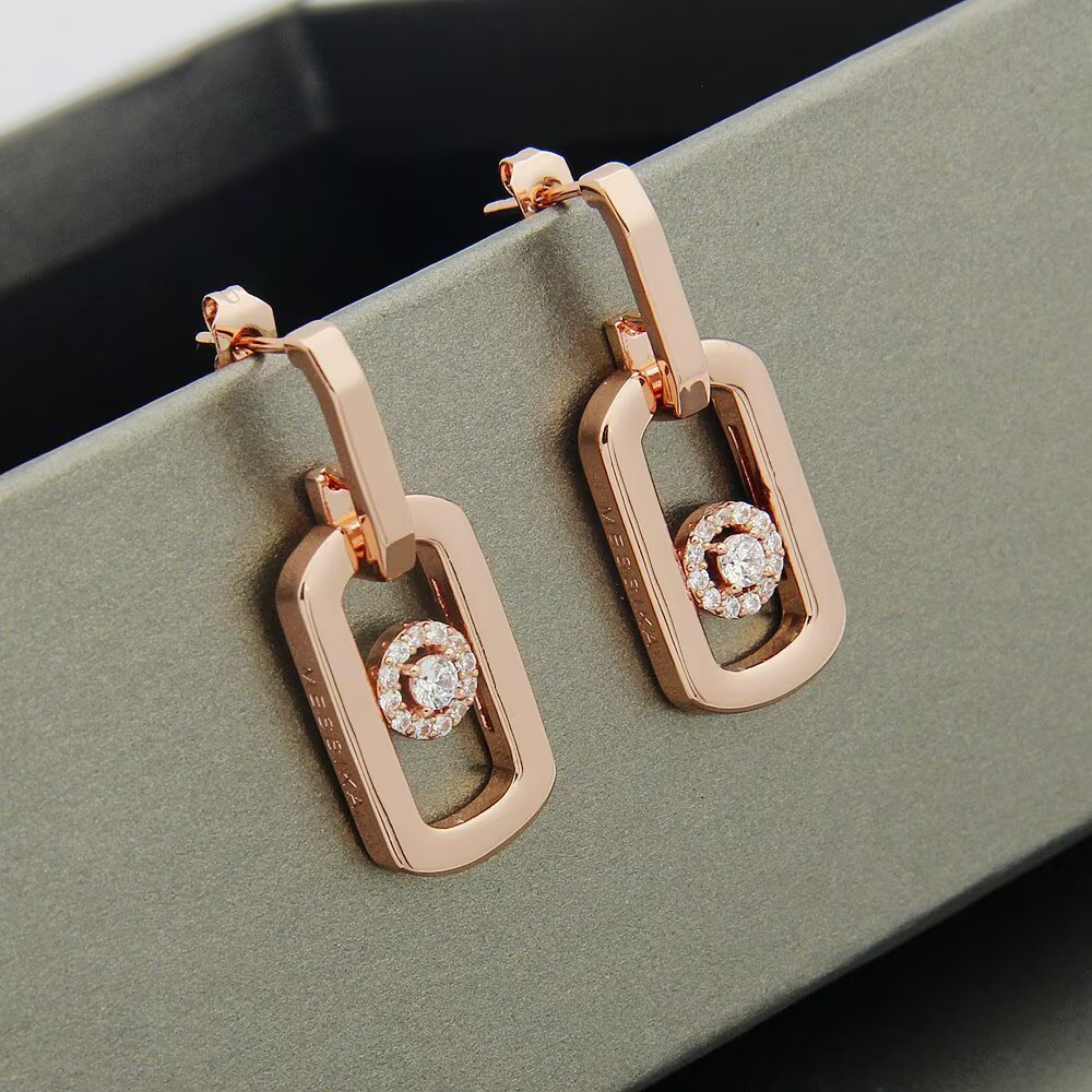 Messika My Move earrings White gold rose gold yellow gold with clear diamonds One Size