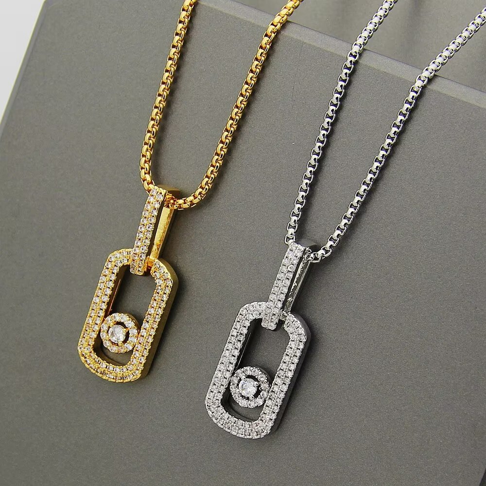 Messika My Move necklace 18k white gold with pave diamonds 18k yellow gold with pave diamonds 45cm