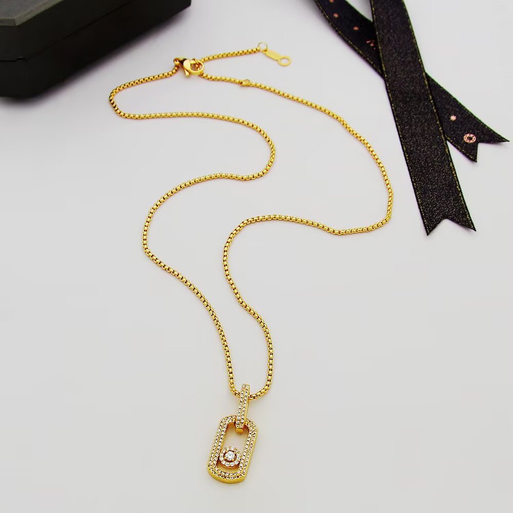 Messika My Move necklace 18k white gold with pave diamonds 18k yellow gold with pave diamonds 45cm