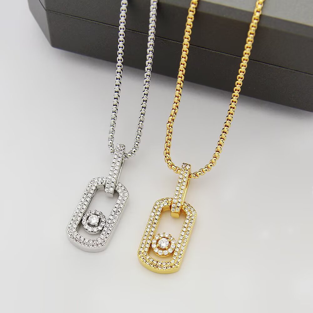 Messika My Move necklace 18k white gold with pave diamonds 18k yellow gold with pave diamonds 45cm