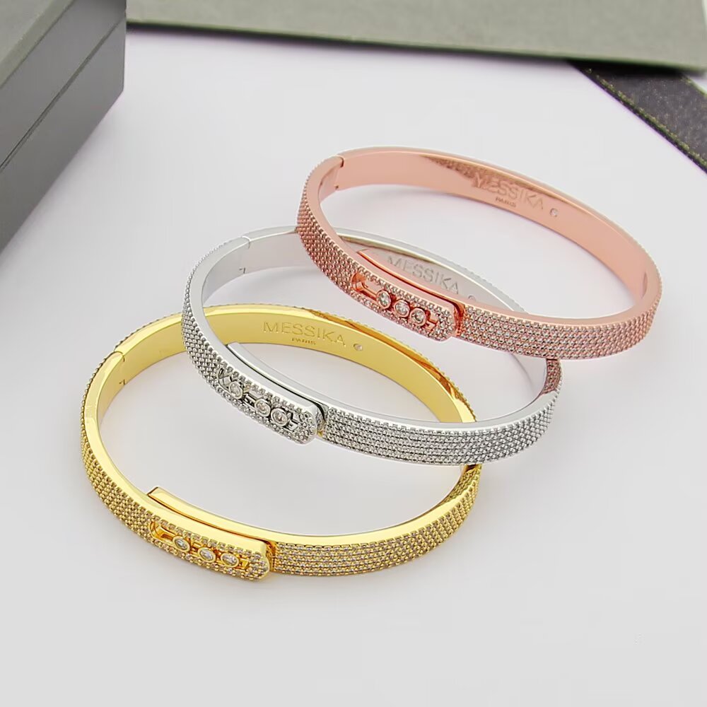 Messika Move Noa bracelet 18k yellow gold with pave diamonds 18k white gold with pave diamonds 17cm