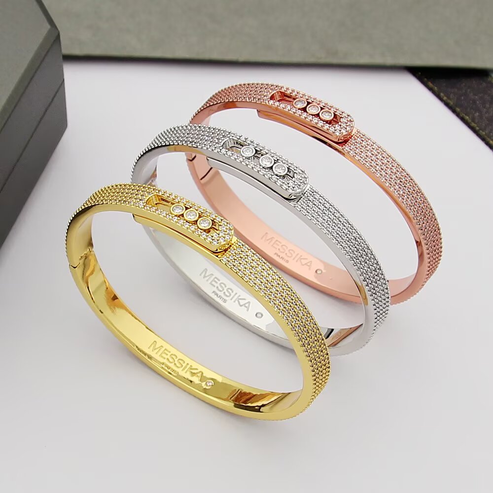 Messika Move Noa bracelet 18k yellow gold with pave diamonds 18k white gold with pave diamonds 17cm