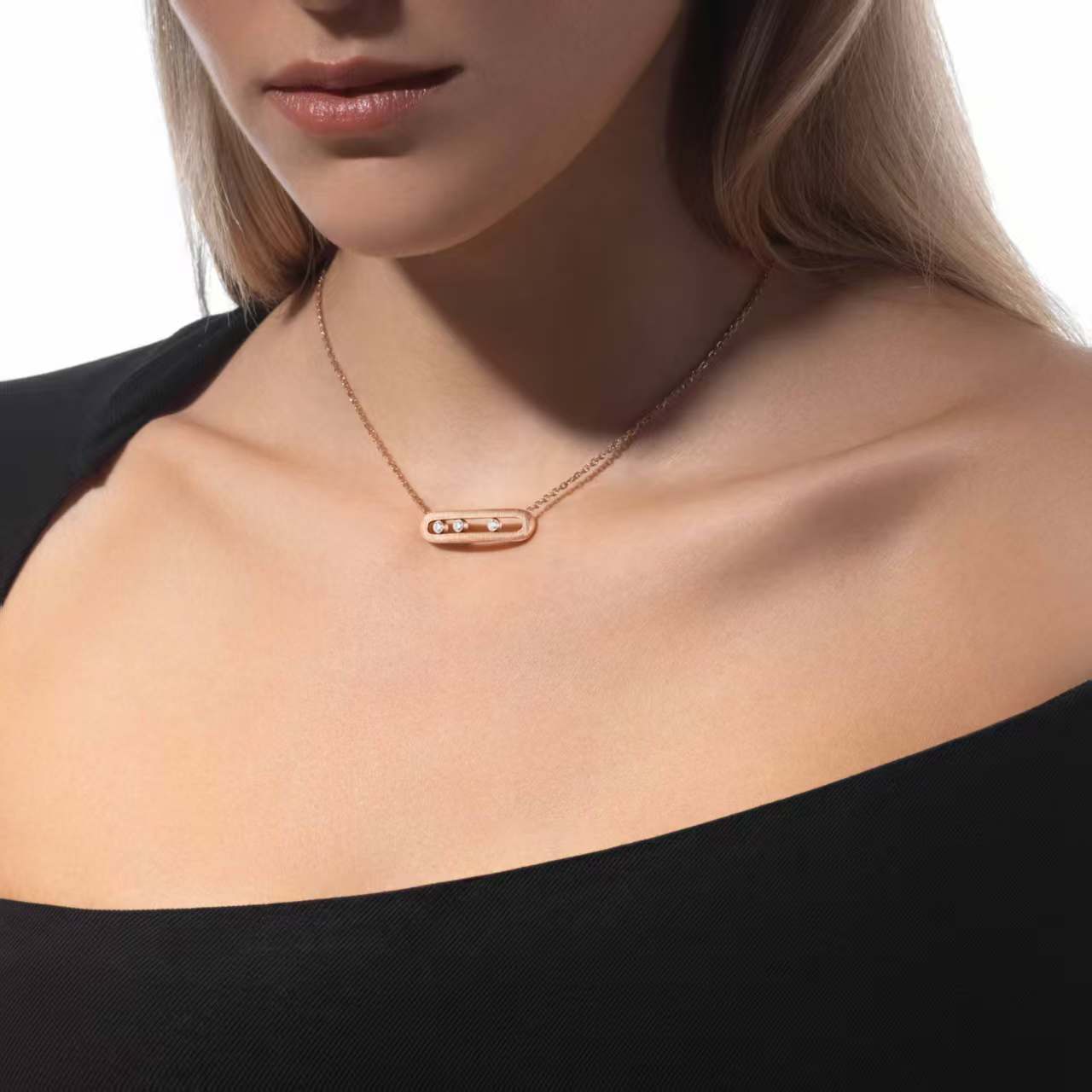 Messika Baby Move necklace Available in 18k white gold 18k rose gold 18k yellow gold with round brilliant cut diamonds 42cm