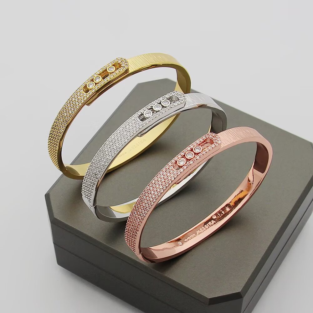 Messika Move Noa bracelet Tricolor gold yellow gold white gold rose gold with clear diamonds 17cm