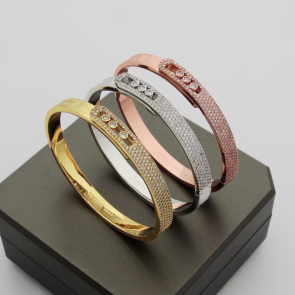 Messika Move Noa bracelet Tricolor gold yellow gold white gold rose gold with clear diamonds 17cm