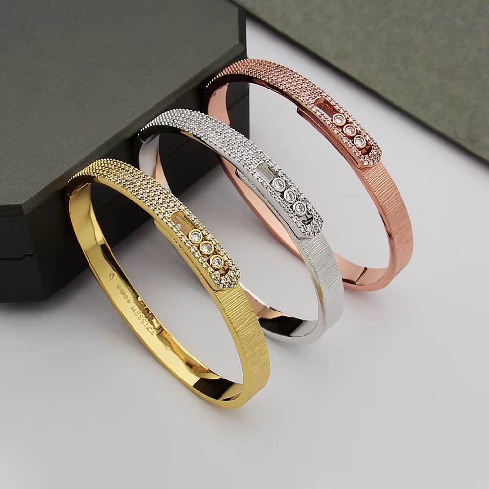 Messika Move Noa bracelet Tricolor gold yellow gold white gold rose gold with clear diamonds 17cm