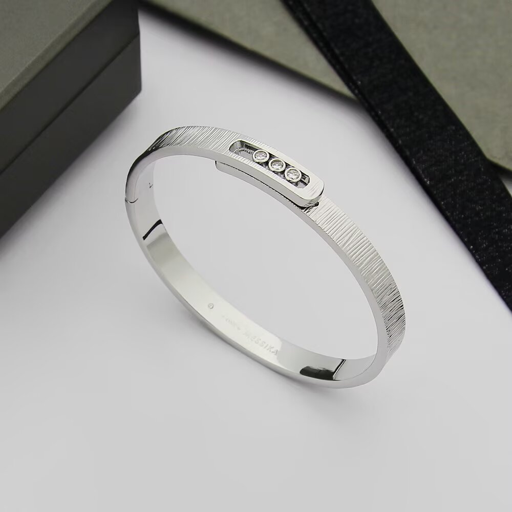 Messika Move Noa bracelet 18K rose gold 18K white gold 18K yellow gold with clear diamond accents 17cm