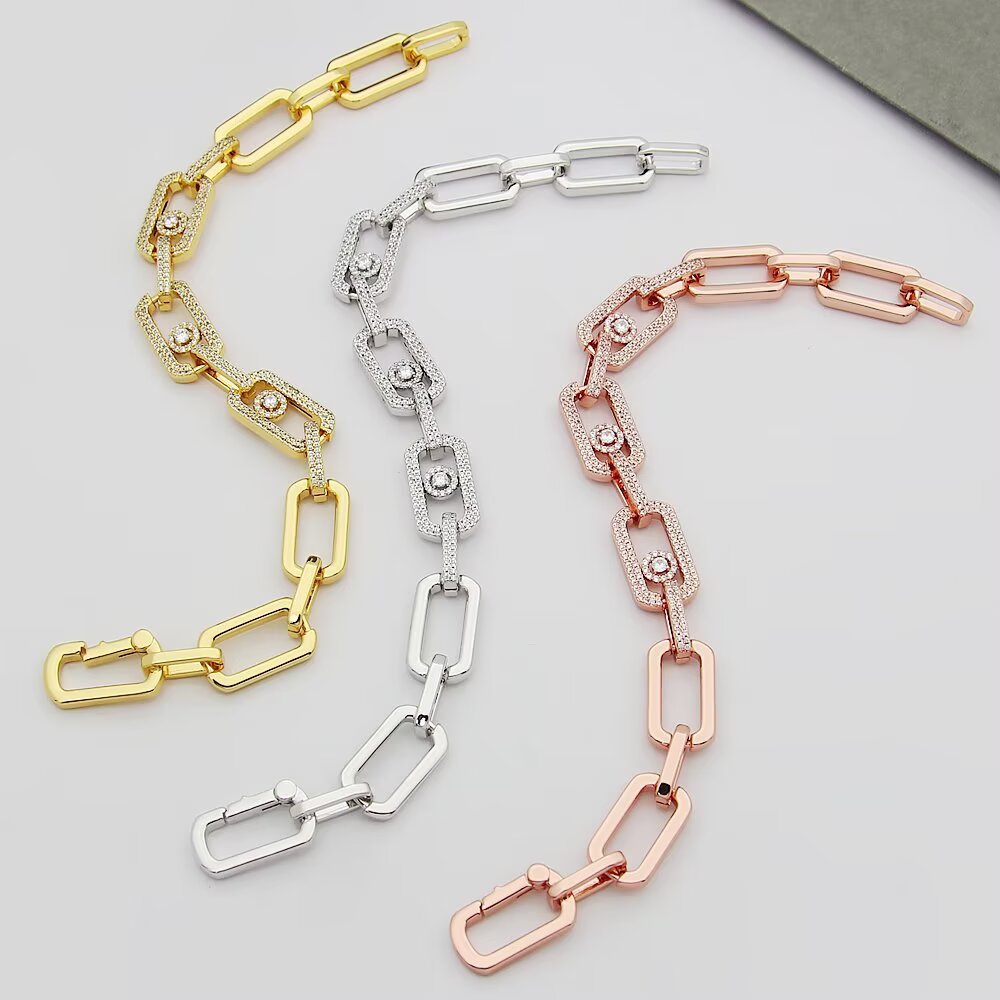 Messika Move Link bracelet 18k white gold with pave diamonds 18k yellow gold with pave diamonds 18k rose gold with pave diamonds 17cm