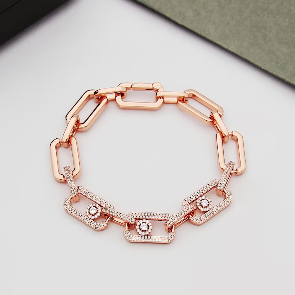 Messika Move Link bracelet 18k white gold with pave diamonds 18k yellow gold with pave diamonds 18k rose gold with pave diamonds 17cm