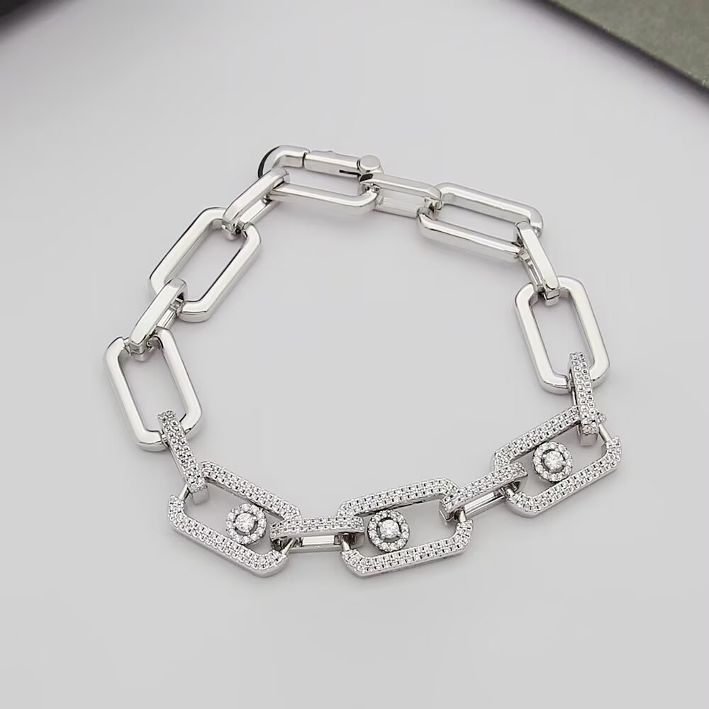 Messika Move Link bracelet 18k white gold with pave diamonds 18k yellow gold with pave diamonds 18k rose gold with pave diamonds 17cm