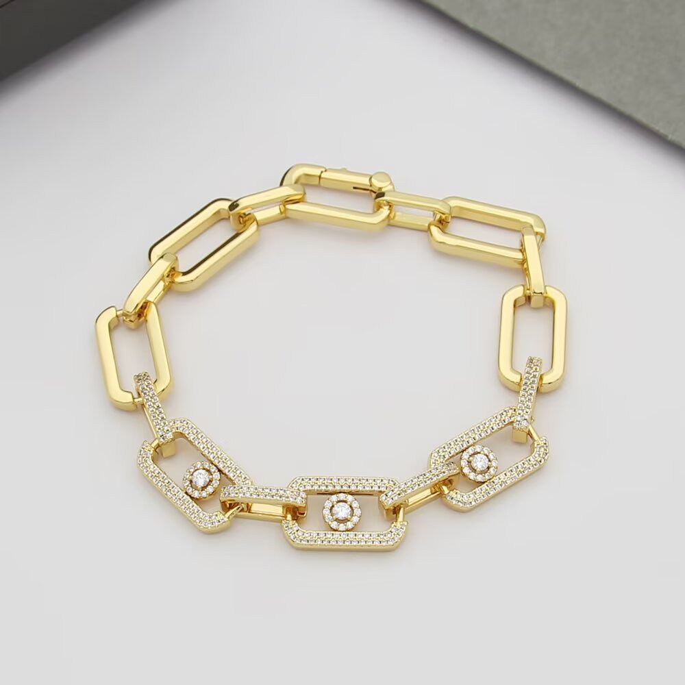 Messika Move Link bracelet 18k white gold with pave diamonds 18k yellow gold with pave diamonds 18k rose gold with pave diamonds 17cm