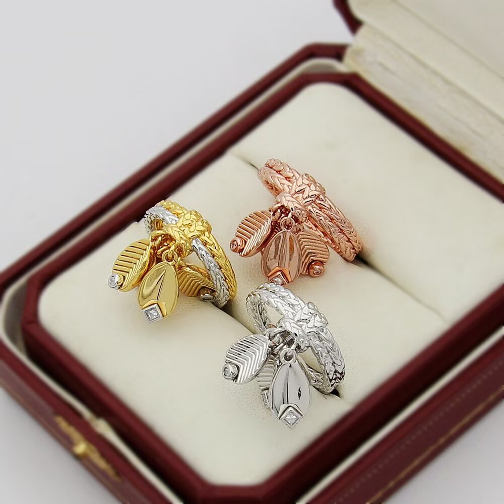 Cartier Grain de Cafe ring 18k yellow gold 18k white gold clear diamond 50