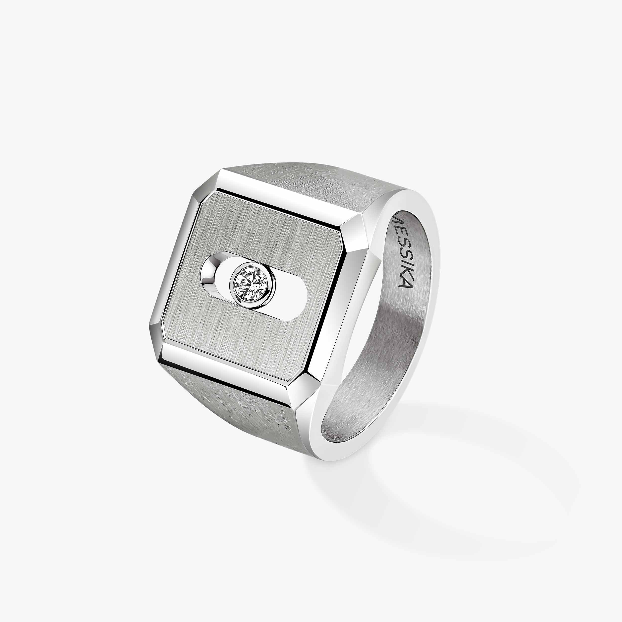 Messika My Move ring brushed and polished white metal with clear diamond 6 7 8 9