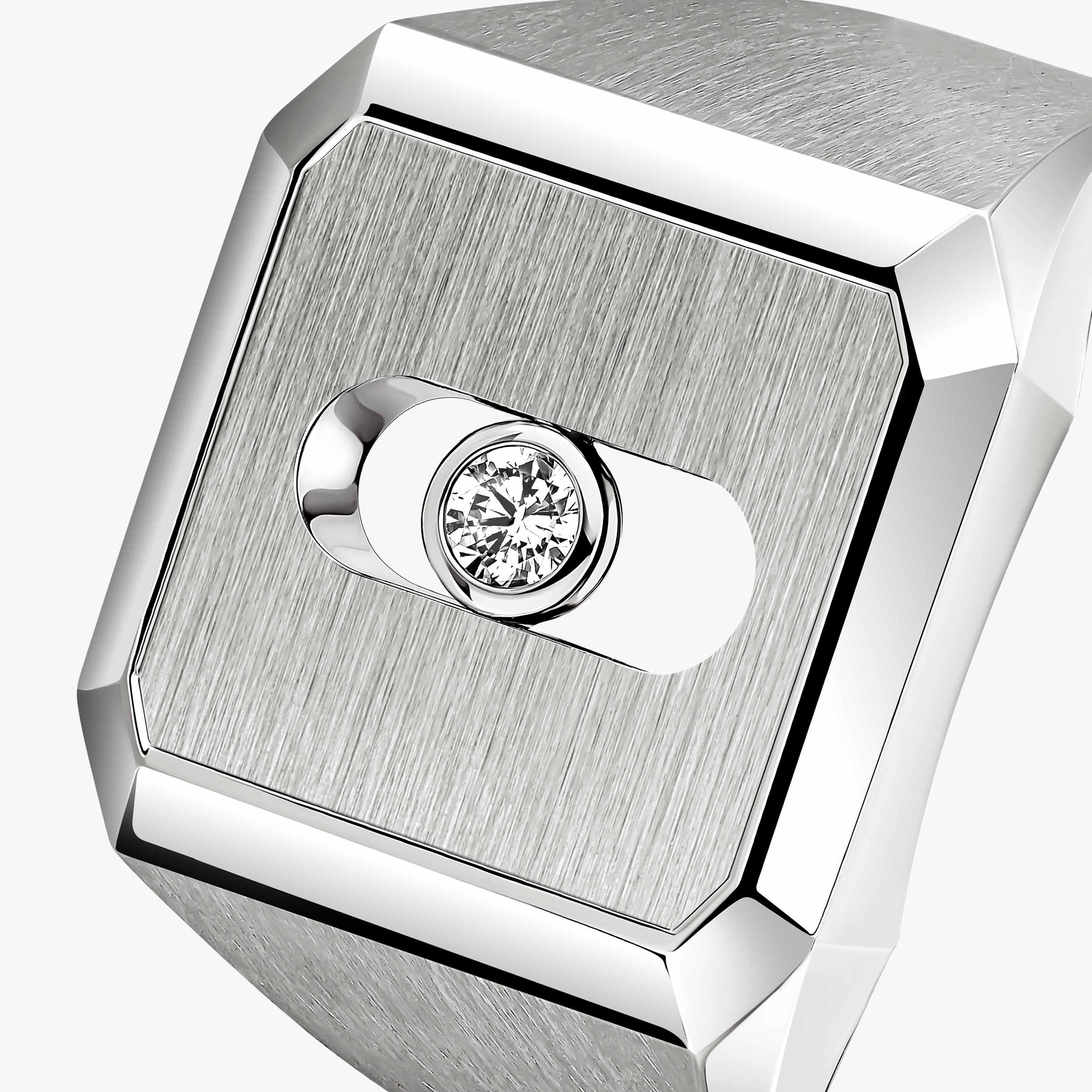 Messika My Move ring brushed and polished white metal with clear diamond 6 7 8 9