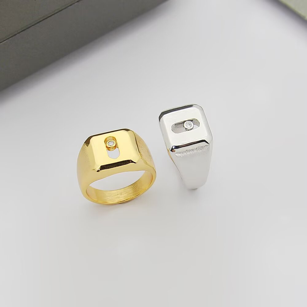 Messika My Move ring brushed and polished white metal with clear diamond 6 7 8 9
