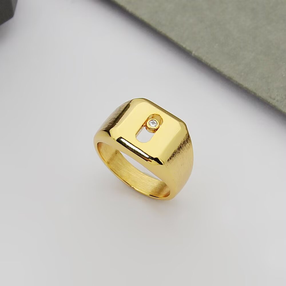 Messika My Move ring brushed and polished white metal with clear diamond 6 7 8 9