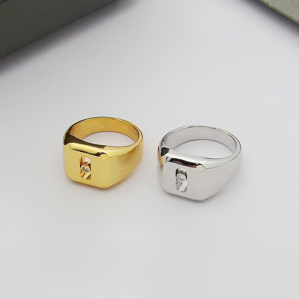 Messika My Move ring brushed and polished white metal with clear diamond 6 7 8 9