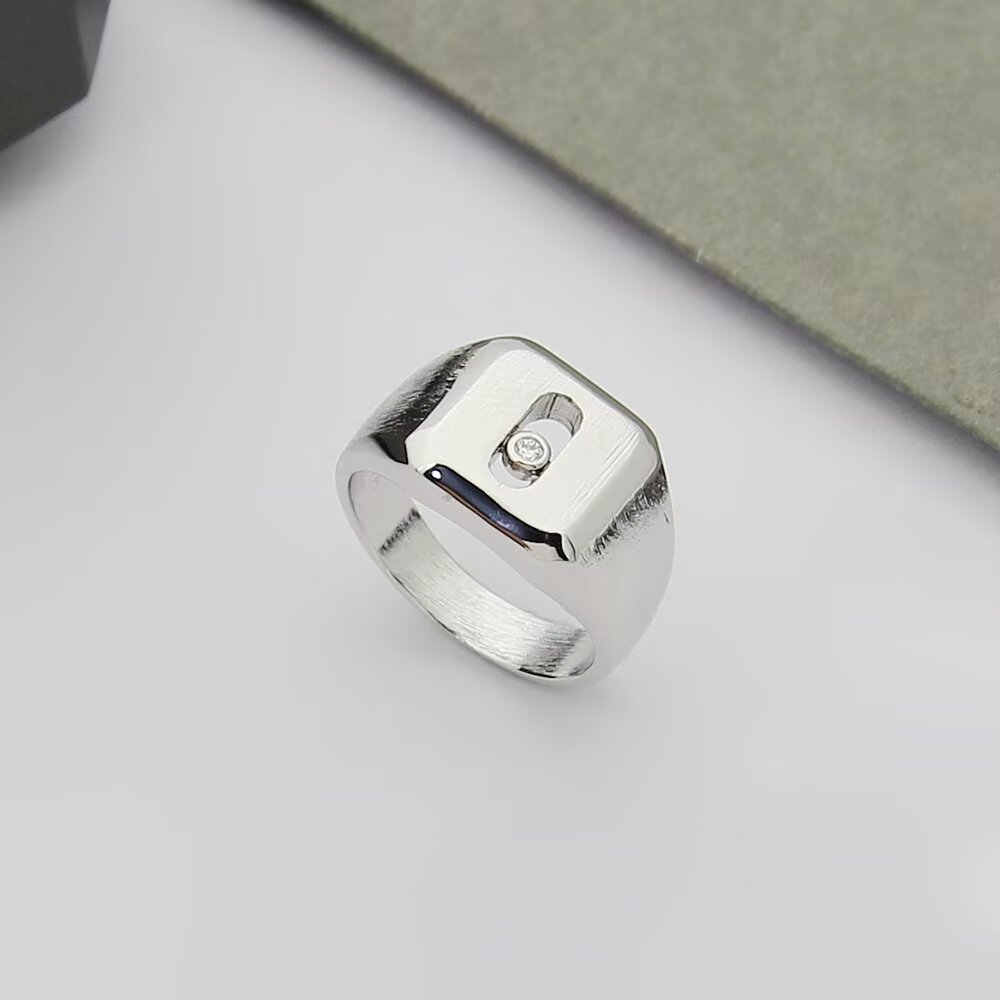 Messika My Move ring brushed and polished white metal with clear diamond 6 7 8 9
