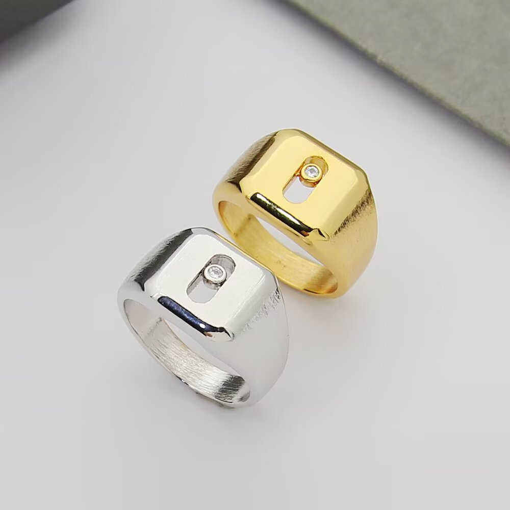 Messika My Move ring brushed and polished white metal with clear diamond 6 7 8 9