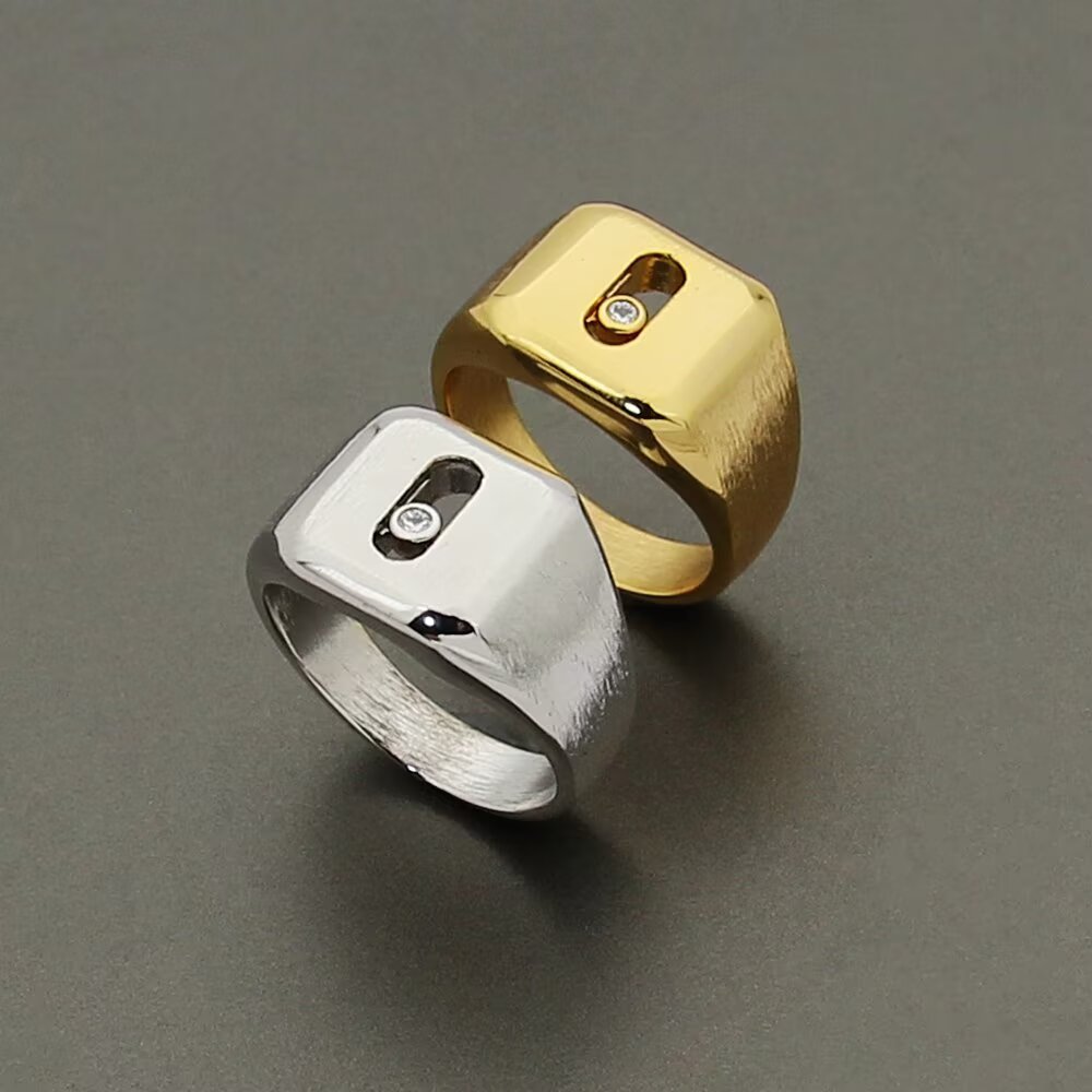 Messika My Move Titanium Signet Ring ring Gold-tone metal silver-tone metal clear diamond 6 7 8 9