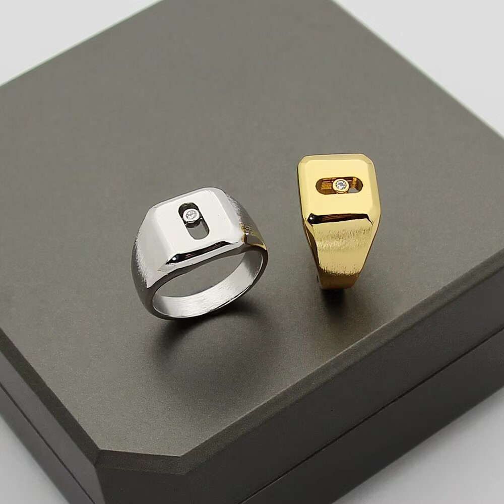 Messika My Move Titanium Signet Ring ring Gold-tone metal silver-tone metal clear diamond 6 7 8 9