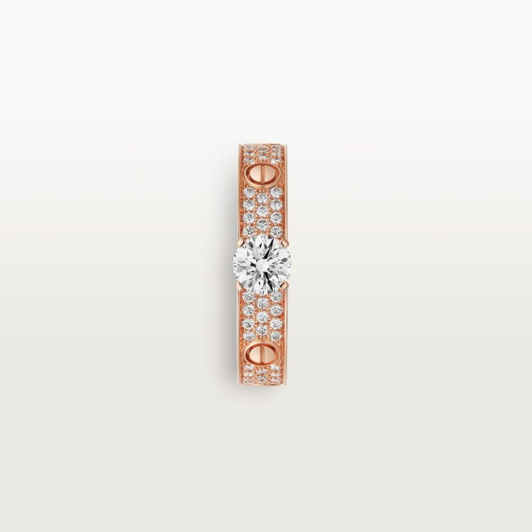 Cartier Love ring 18k rose gold with clear diamond accents 6
