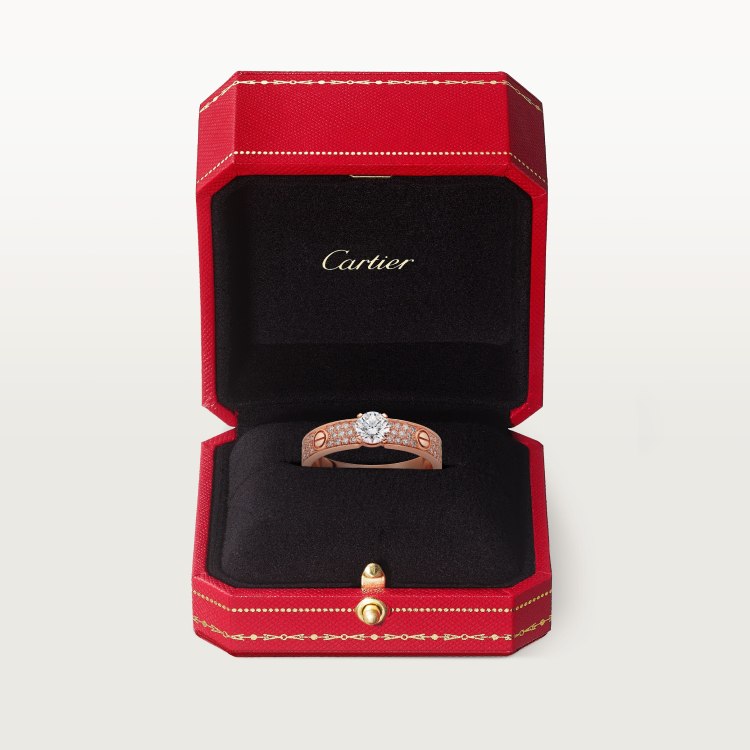 Cartier Love ring 18k rose gold with clear diamond accents 6