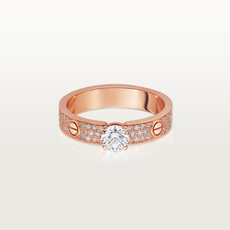 Cartier Love ring 18k rose gold with clear diamond accents 6