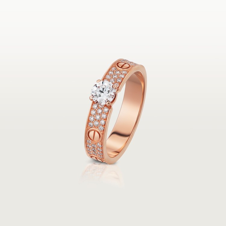 Cartier Love ring 18k rose gold with clear diamond accents 6