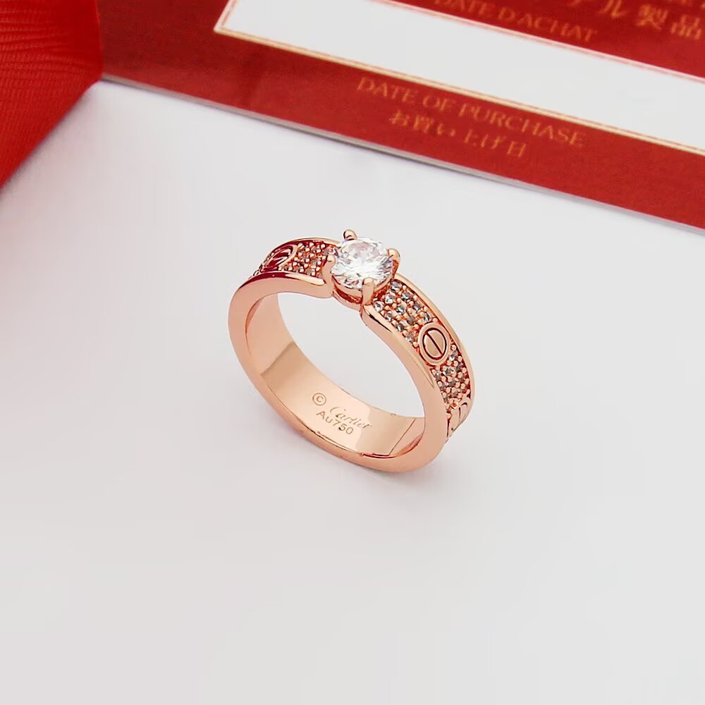 Cartier Love ring 18k rose gold with clear diamond accents 6
