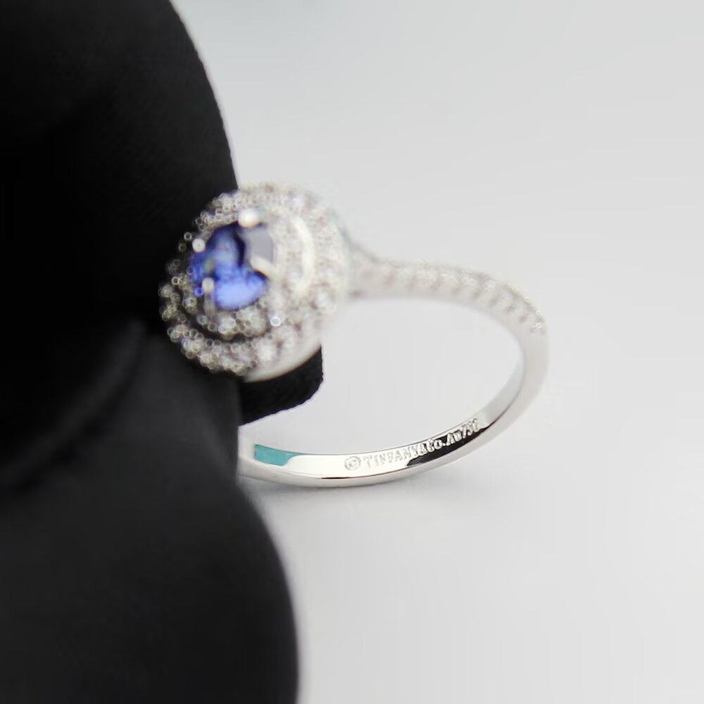 Tiffany Soleste ring silver-toned metal with white diamond accents featuring green blue and orange center gemstones 7
