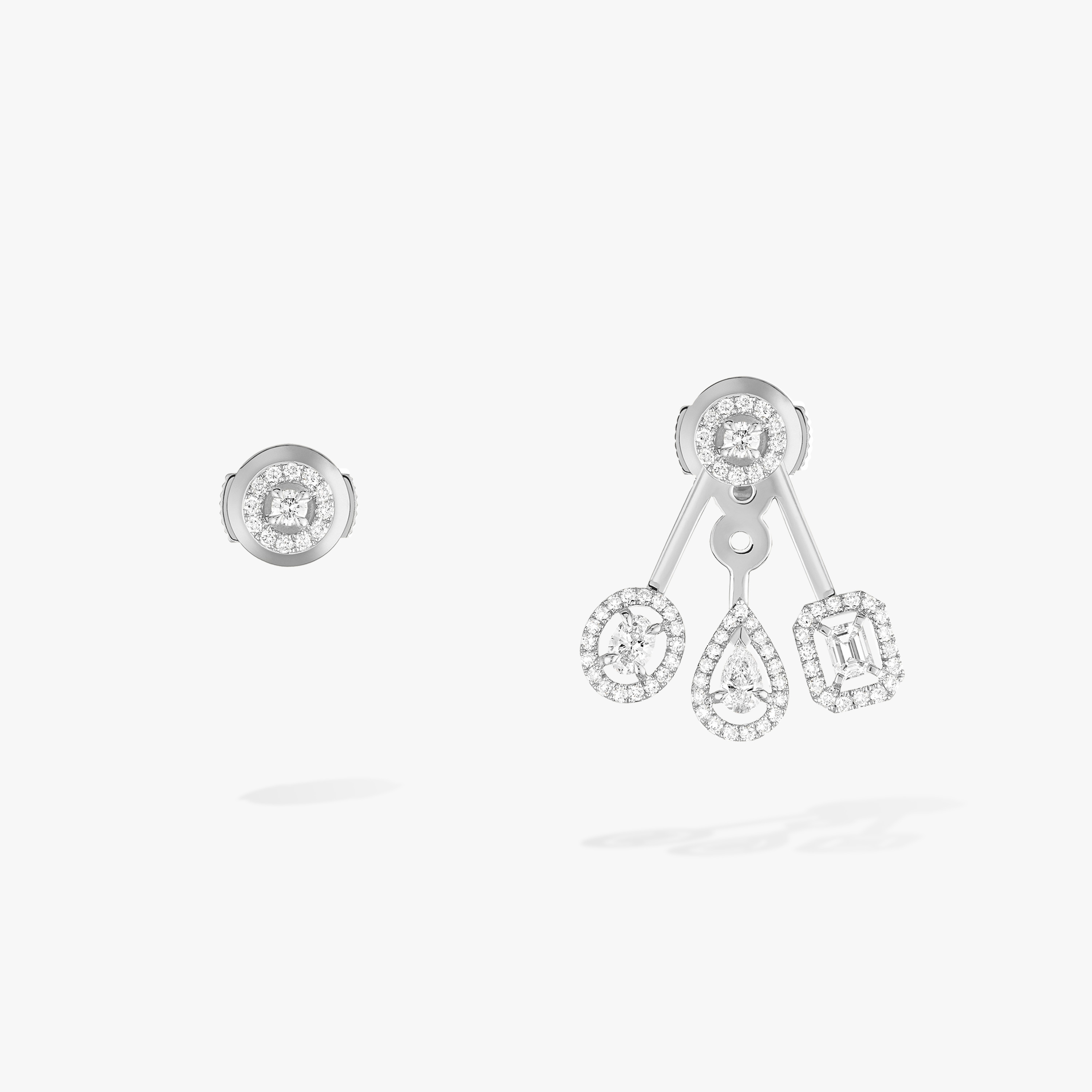 Messika My Twin earrings 18K yellow gold 18K rose gold 18K white gold with clear diamonds 12mm drop length
