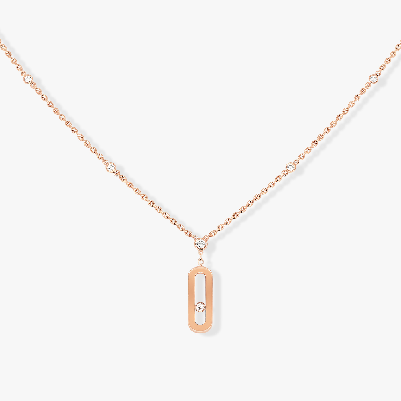 Messika Move Uno necklace 18k rose gold with diamond 18k white gold with diamond 18k yellow gold with diamond 45cm