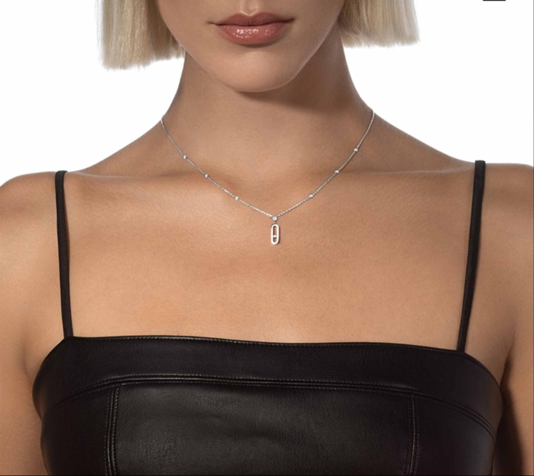 Messika Move Uno necklace 18k rose gold with diamond 18k white gold with diamond 18k yellow gold with diamond 45cm