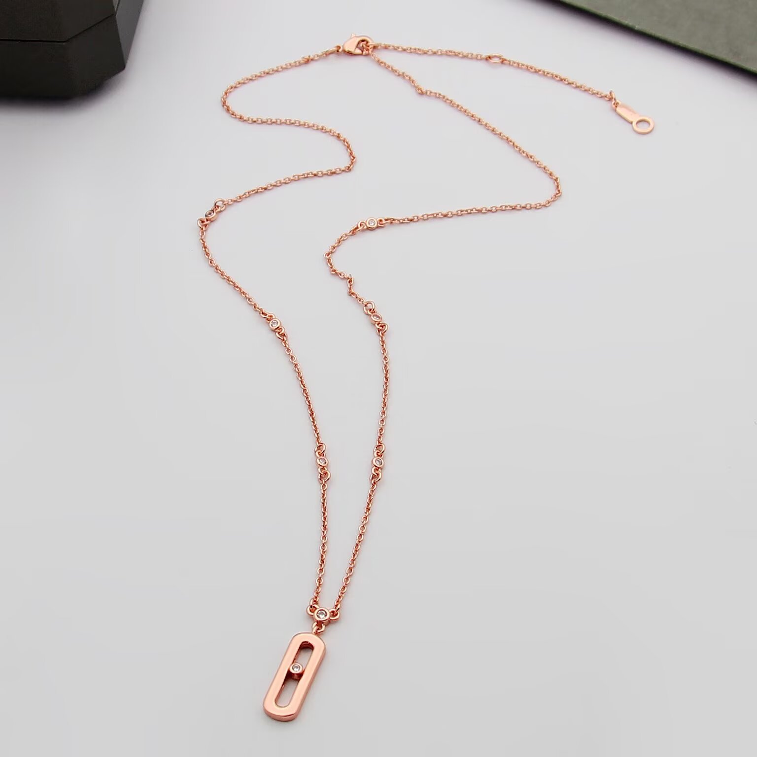 Messika Move Uno necklace 18k rose gold with diamond 18k white gold with diamond 18k yellow gold with diamond 45cm