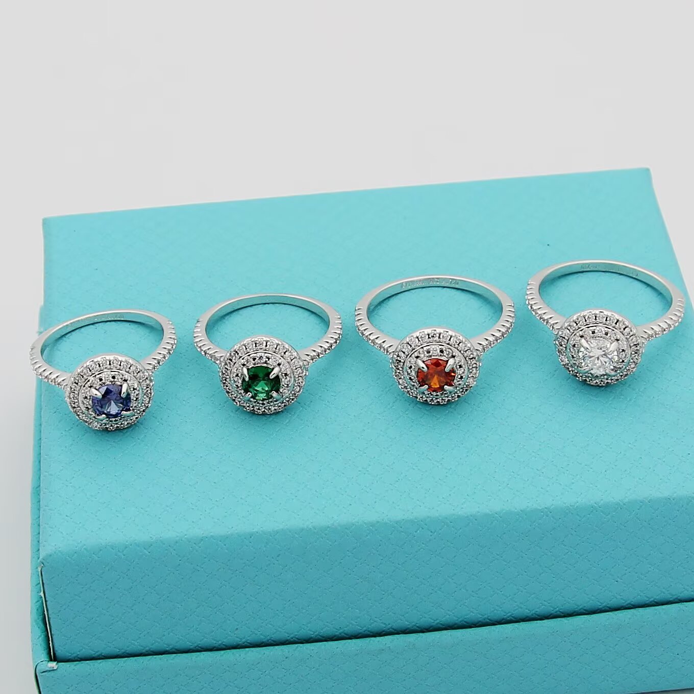 Tiffany Tiffany Soleste ring Sterling silver with white diamond halos available with emerald ruby tanzanite orange sapphire or colorless diamond center stones 7