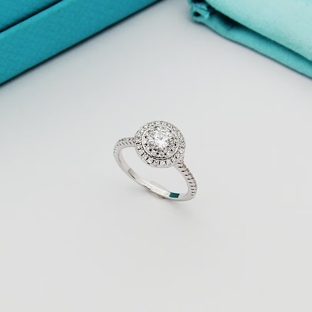 Tiffany Tiffany Soleste ring Sterling silver with white diamond halos available with emerald ruby tanzanite orange sapphire or colorless diamond center stones 7