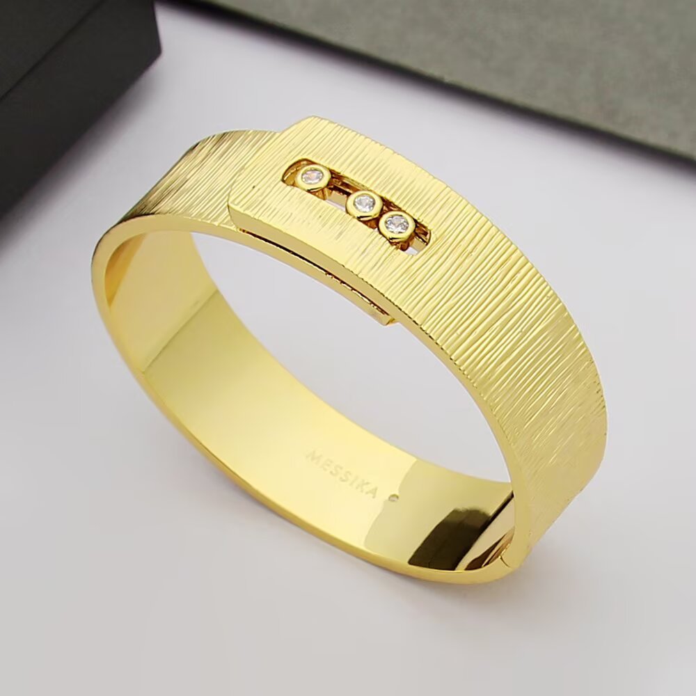 Messika Move Noa bracelet brushed yellow gold with clear diamonds 17cm