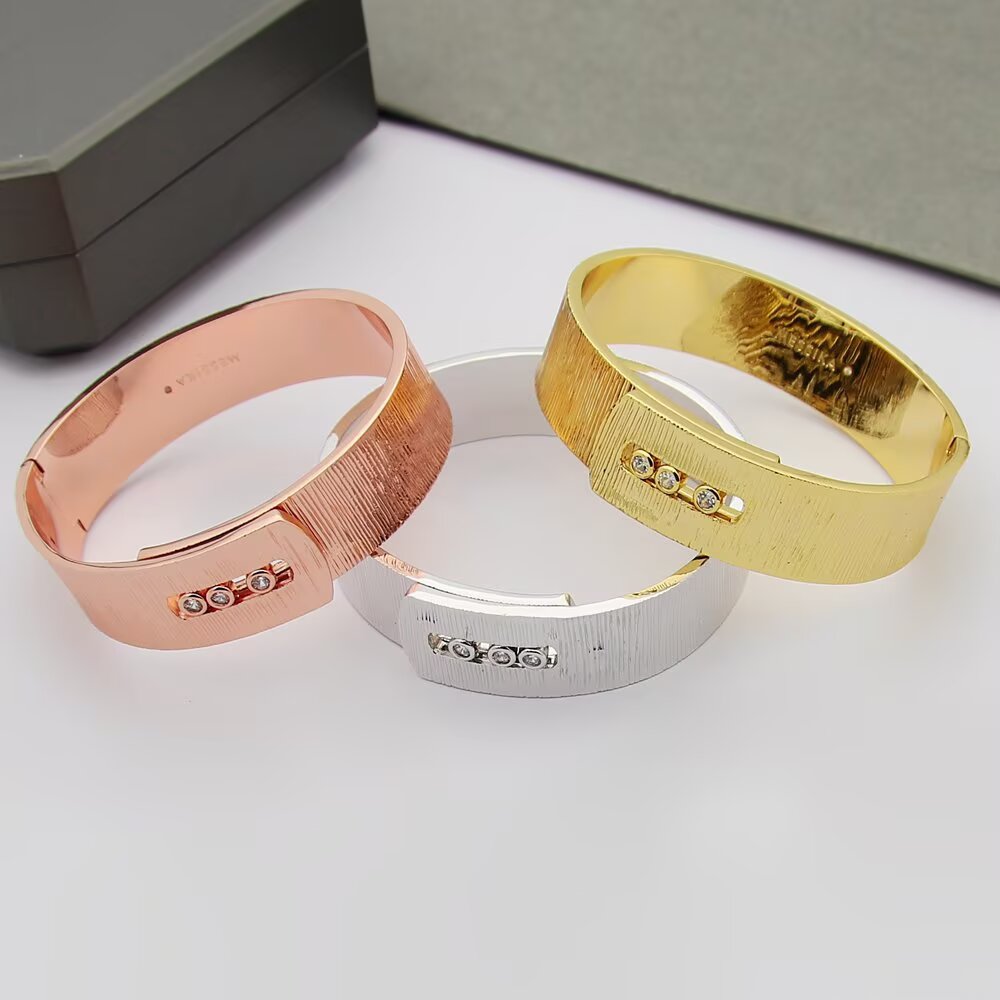Messika Move Noa bracelet brushed yellow gold with clear diamonds 17cm