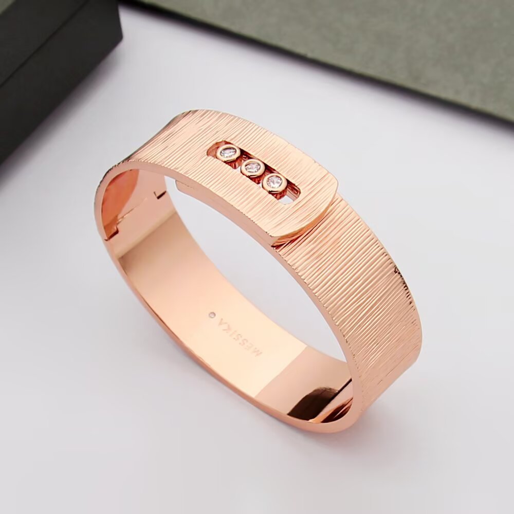 Messika Move Noa bracelet brushed yellow gold with clear diamonds 17cm