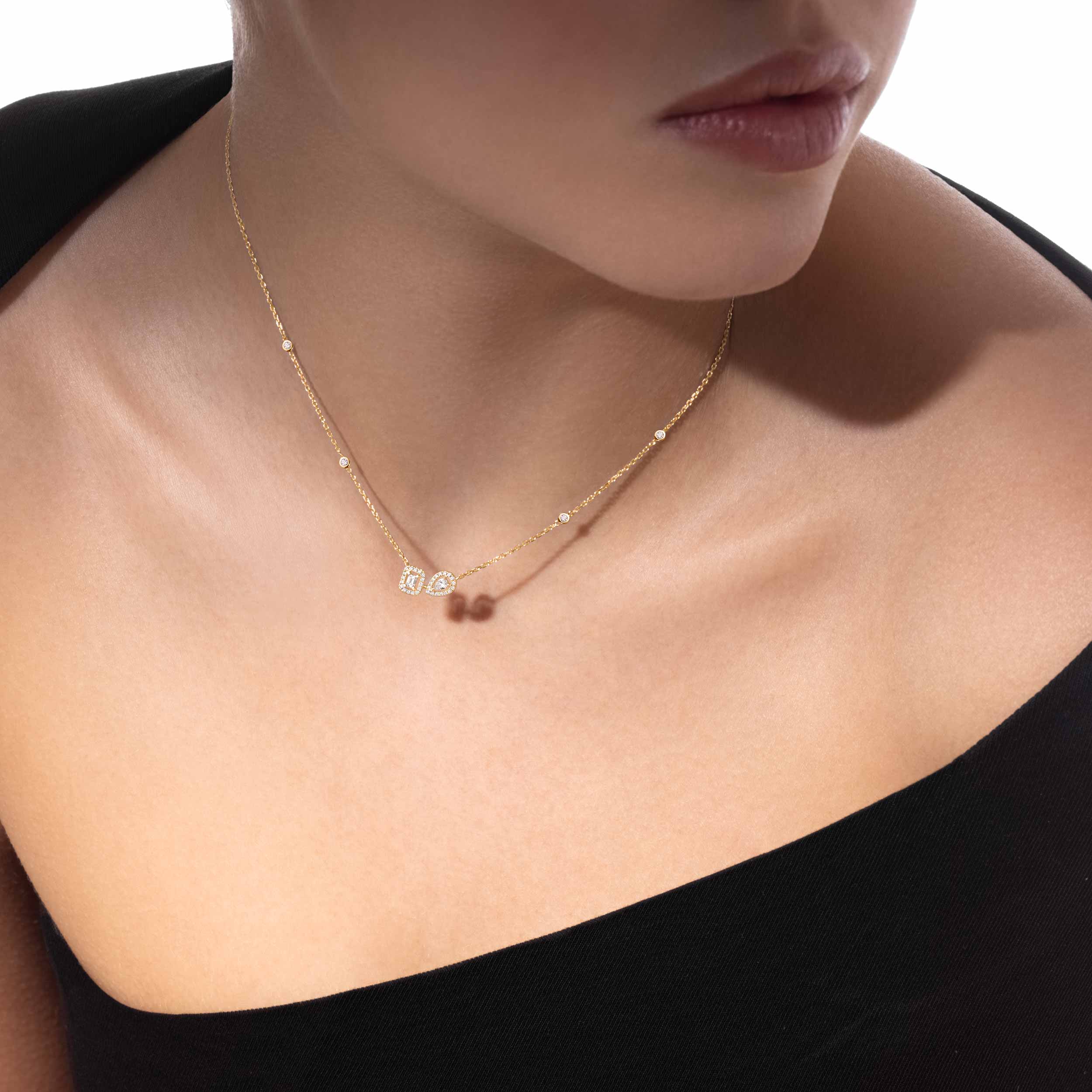 Messika My Twin Toi Moi necklace Yellow gold with clear diamonds 42cm